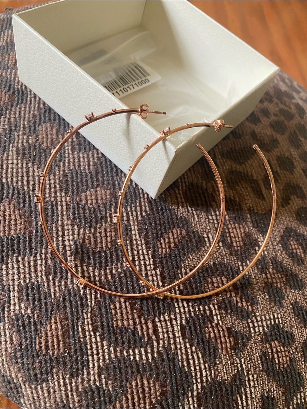 Diamonique Rose Gold Hoop Earrings with Sparkling Accents - Picture 4 of 8
